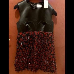 Milly black and red print fringe detail mini dress / prom dress!